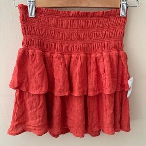 Altar’d State Mini Skirt Flowy Swiss Dot Skater Skirt orange size XS NWT